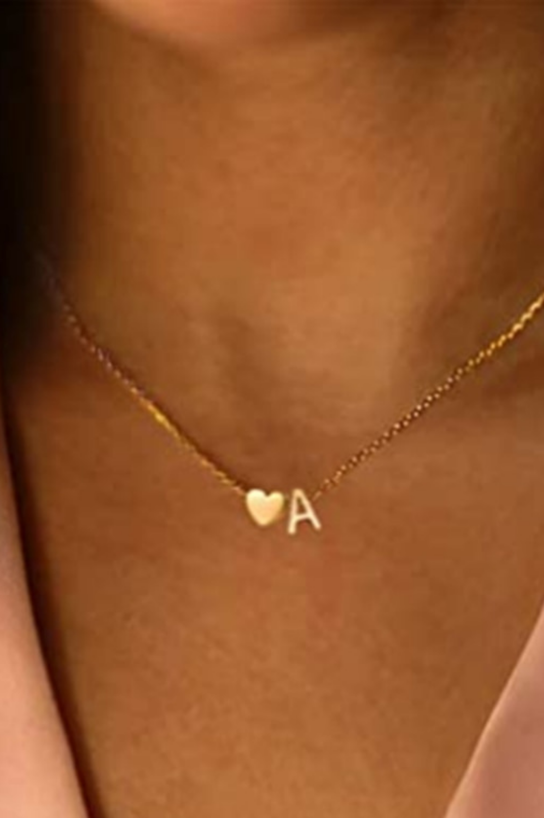 Monogram Initial Heart Necklace Gold/Silver