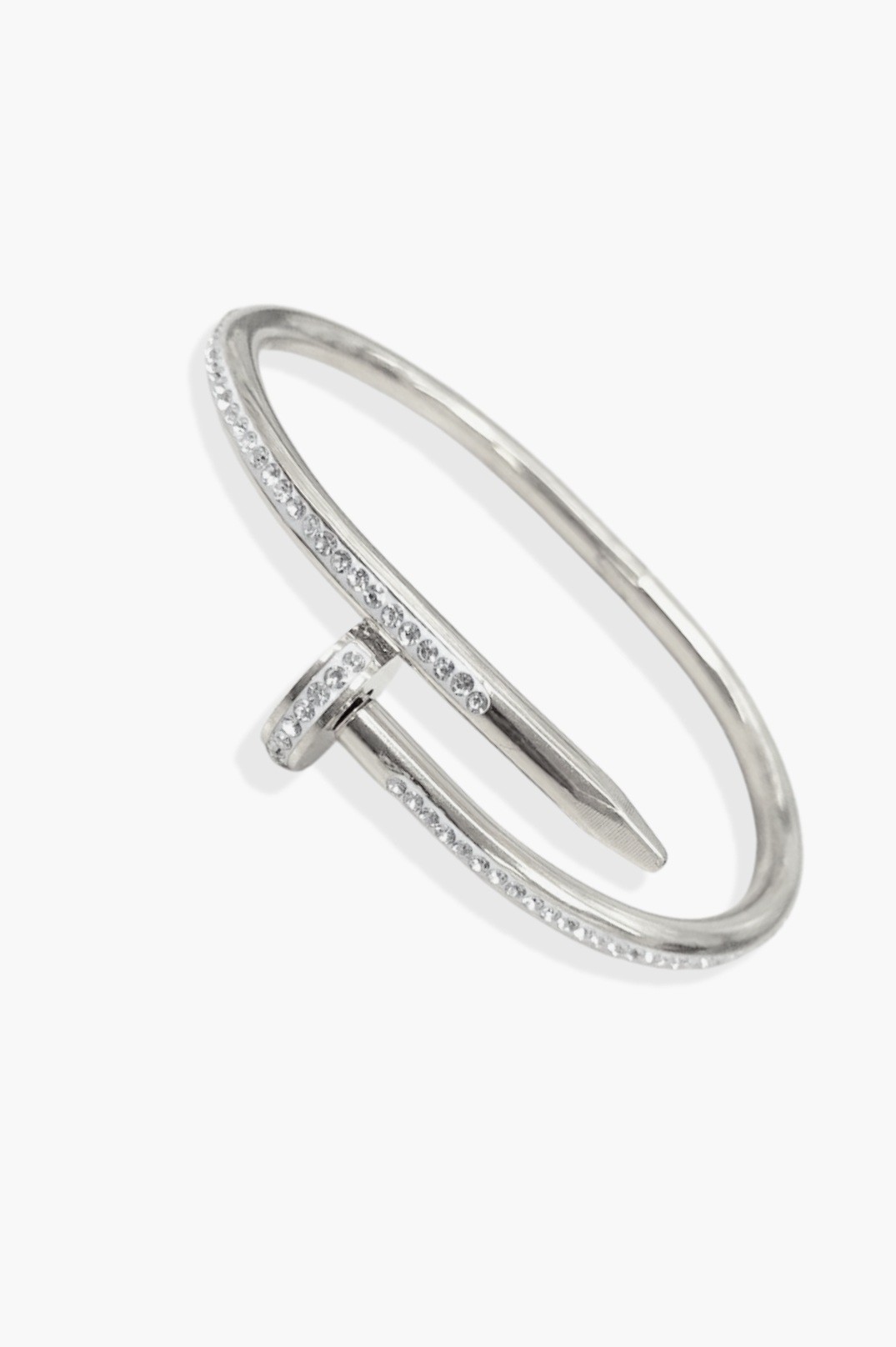 Pave Nail Bangle Silver