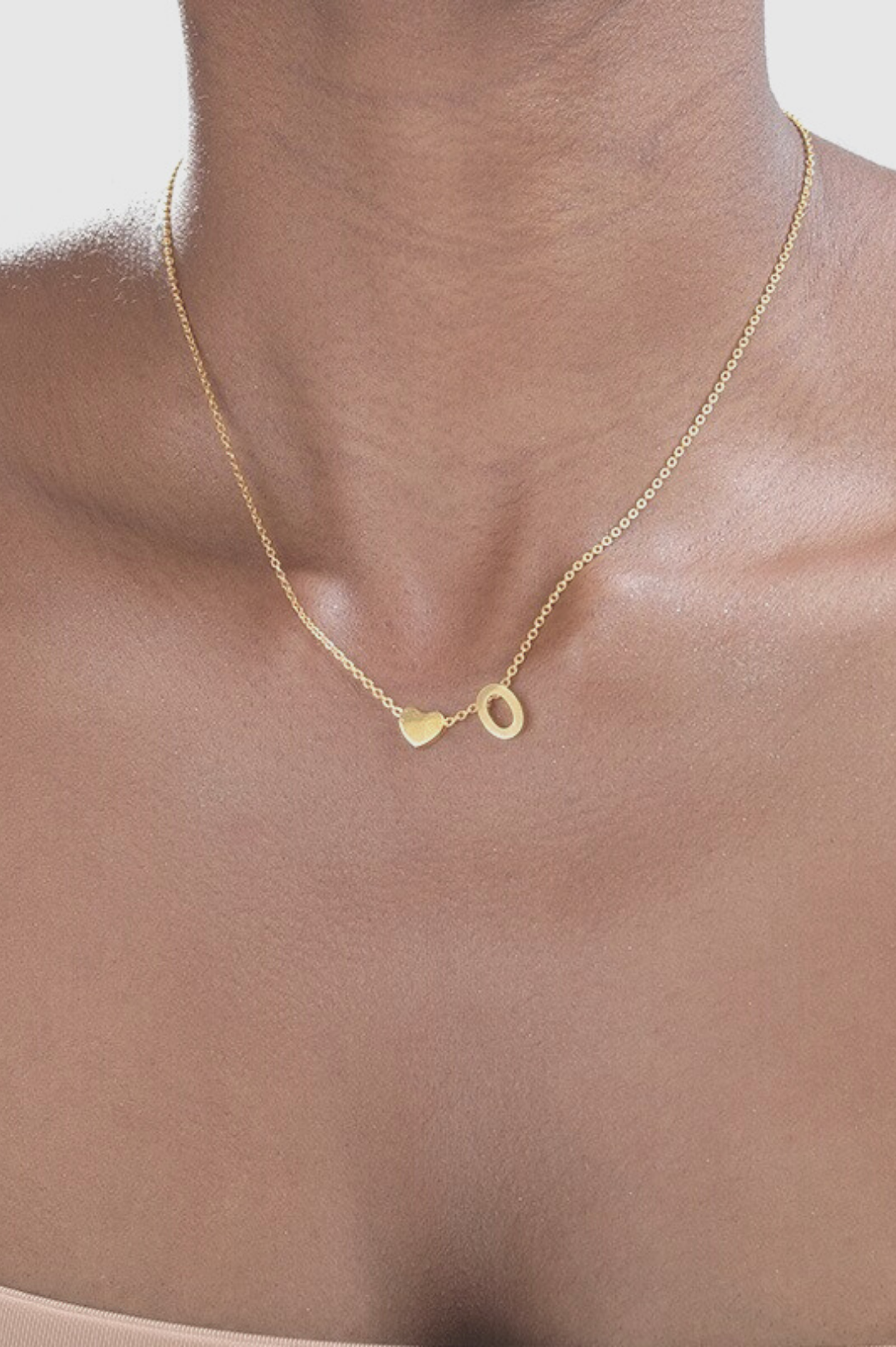 Monogram Initial Heart Necklace Gold/Silver