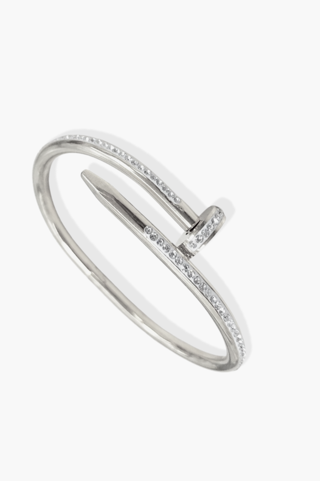 Pave Nail Bangle Silver