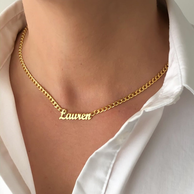 Custom Cuban Chain Name Necklace Gold/Silver/Rose Gold