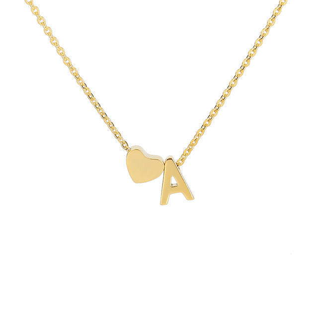 Monogram Initial Heart Necklace Gold/Silver