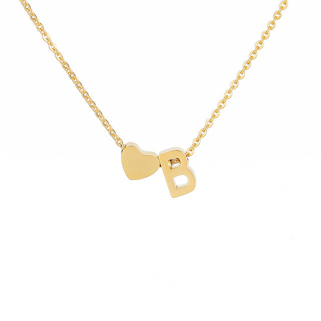 Monogram Initial Heart Necklace Gold/Silver