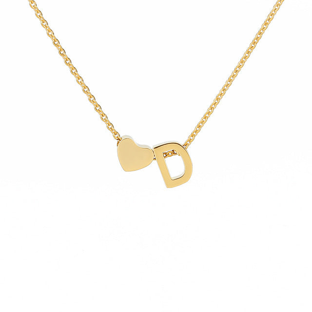 Monogram Initial Heart Necklace Gold/Silver