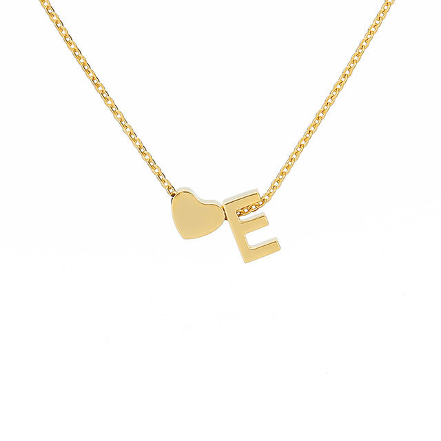 Monogram Initial Heart Necklace Gold/Silver