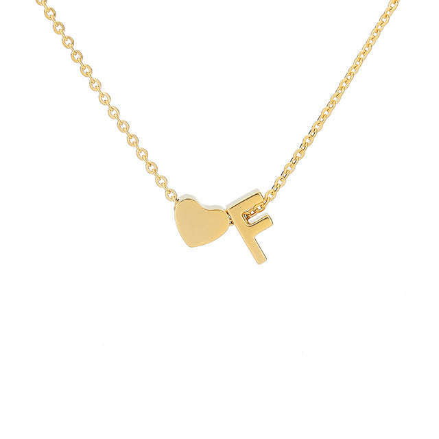 Monogram Initial Heart Necklace Gold/Silver