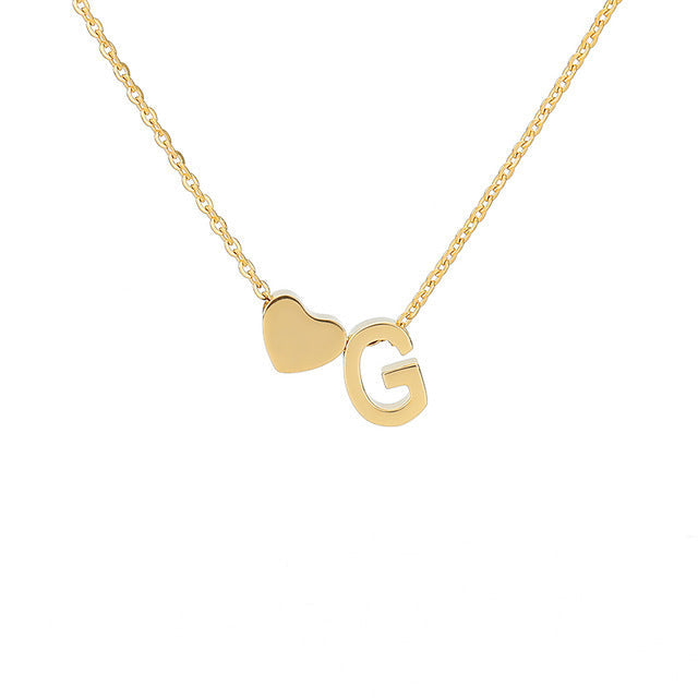 Monogram Initial Heart Necklace Gold/Silver