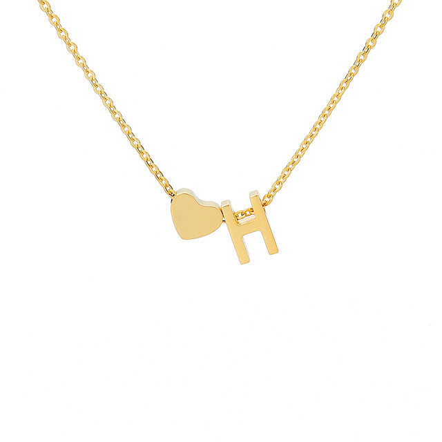 Monogram Initial Heart Necklace Gold/Silver