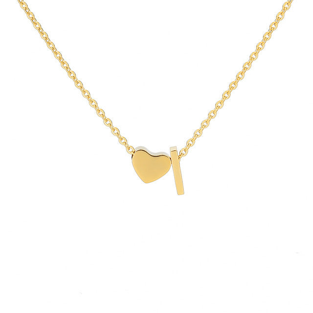 Monogram Initial Heart Necklace Gold/Silver