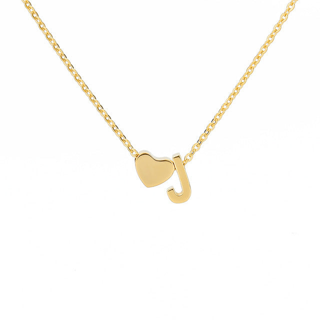 Monogram Initial Heart Necklace Gold/Silver