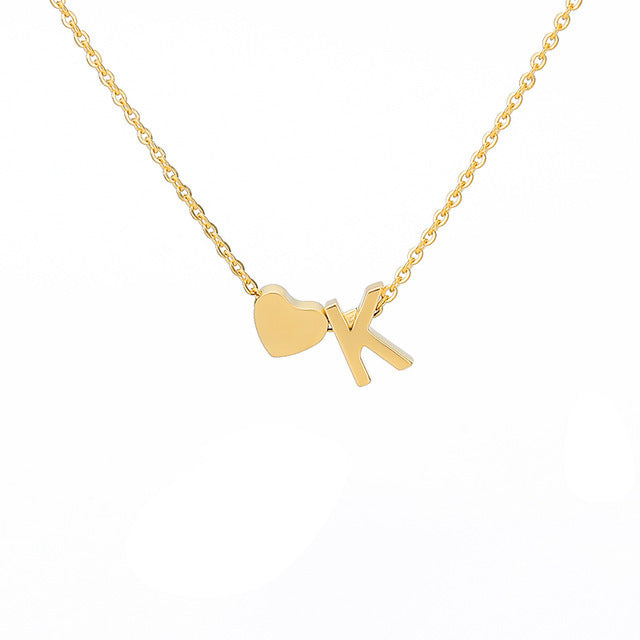 Monogram Initial Heart Necklace Gold/Silver