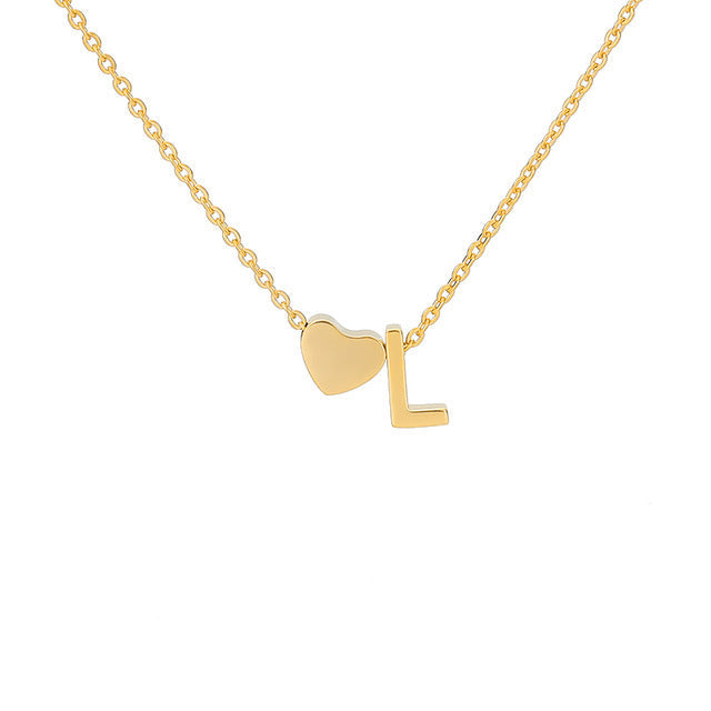 Monogram Initial Heart Necklace Gold/Silver