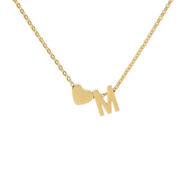 Monogram Initial Heart Necklace Gold/Silver