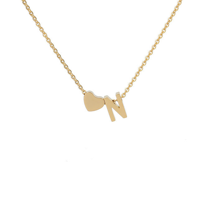 Monogram Initial Heart Necklace Gold/Silver