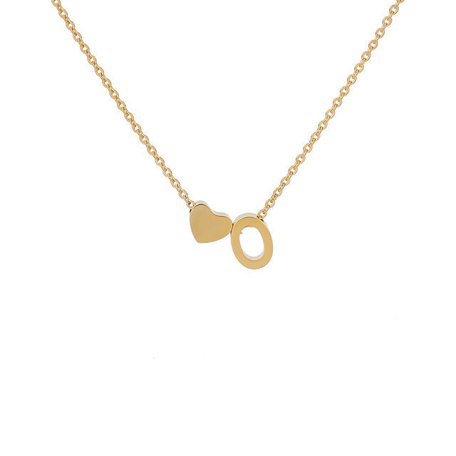 Monogram Initial Heart Necklace Gold/Silver