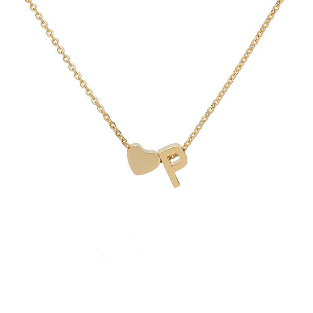 Monogram Initial Heart Necklace Gold/Silver