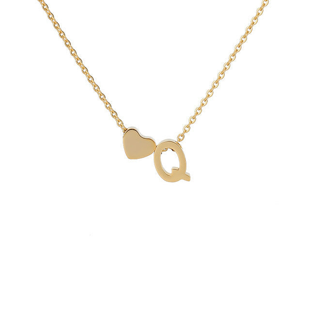 Monogram Initial Heart Necklace Gold/Silver