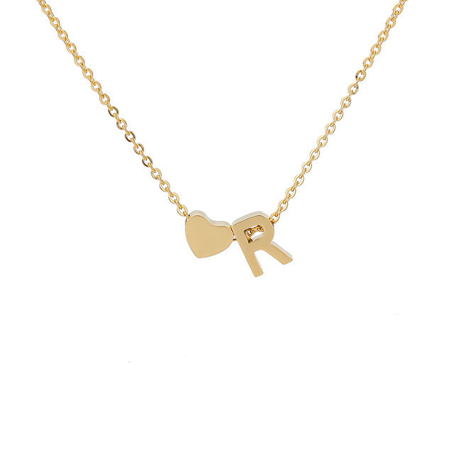 Monogram Initial Heart Necklace Gold/Silver