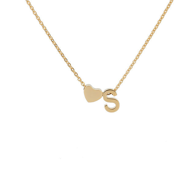 Monogram Initial Heart Necklace Gold/Silver