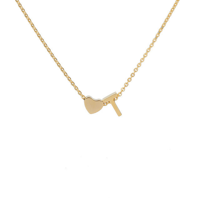 Monogram Initial Heart Necklace Gold/Silver