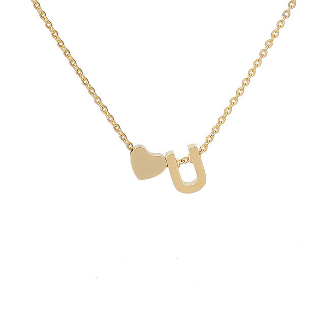 Monogram Initial Heart Necklace Gold/Silver