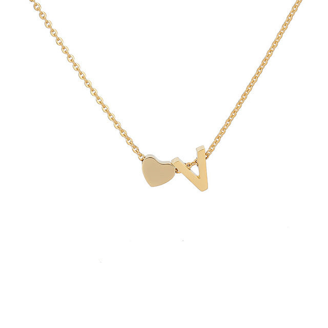 Monogram Initial Heart Necklace Gold/Silver