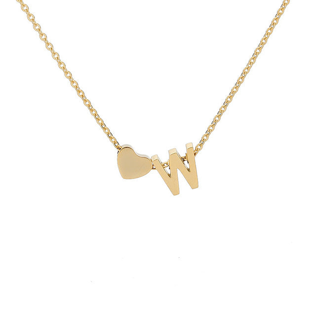 Monogram Initial Heart Necklace Gold/Silver