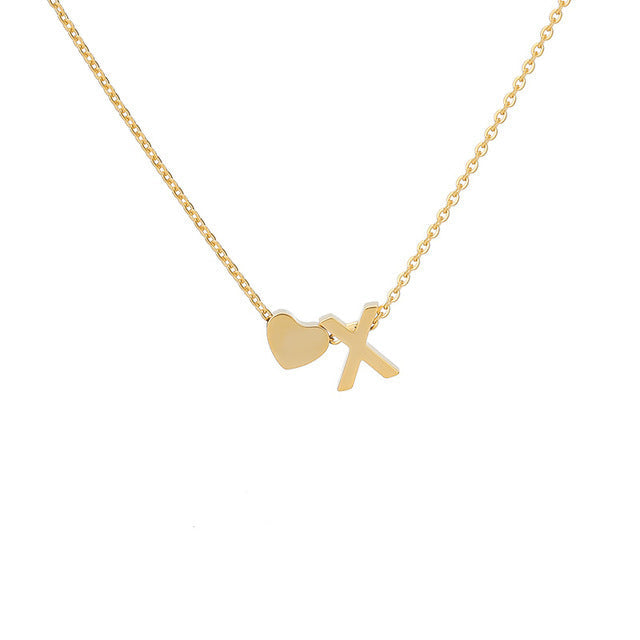 Monogram Initial Heart Necklace Gold/Silver