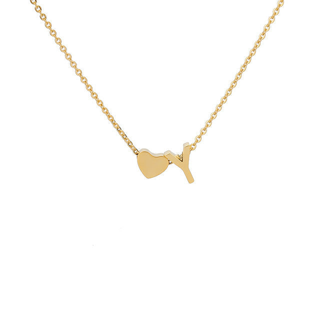 Monogram Initial Heart Necklace Gold/Silver