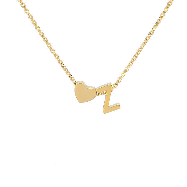 Monogram Initial Heart Necklace Gold/Silver