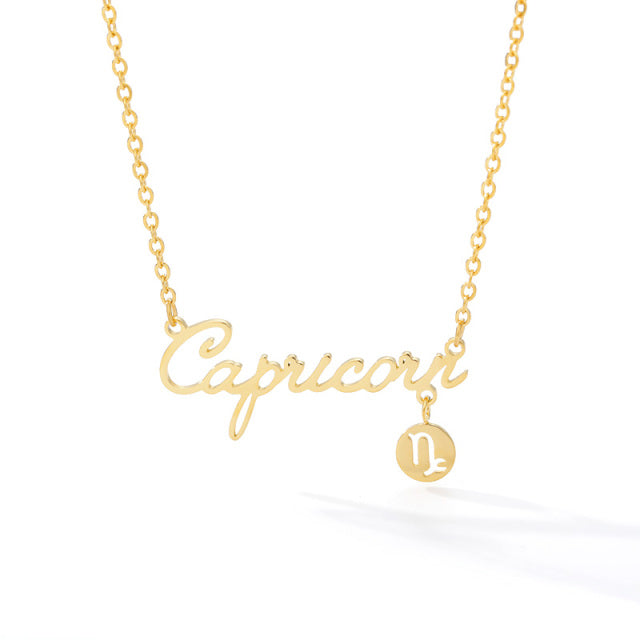 Custom Zodiac Necklace Gold