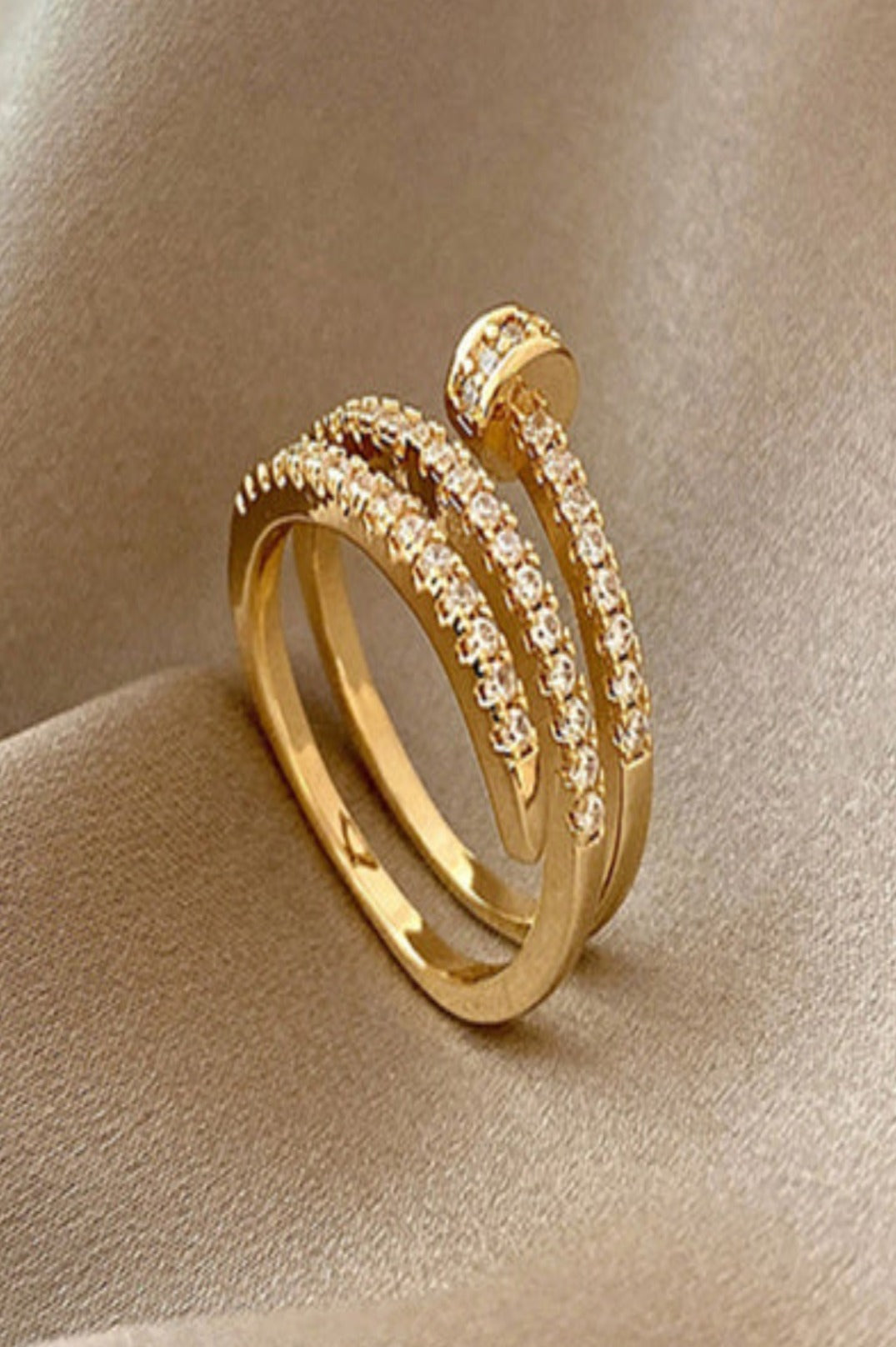 Gold Pave Nail Ring
